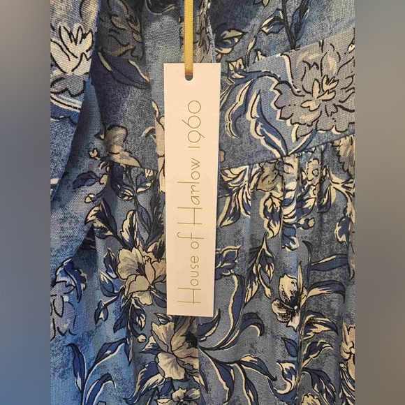 House of Harlow Dress Maxi Sz Small Spaghetti Strap Linen Blend Dress Front tie - Picture 4 of 9